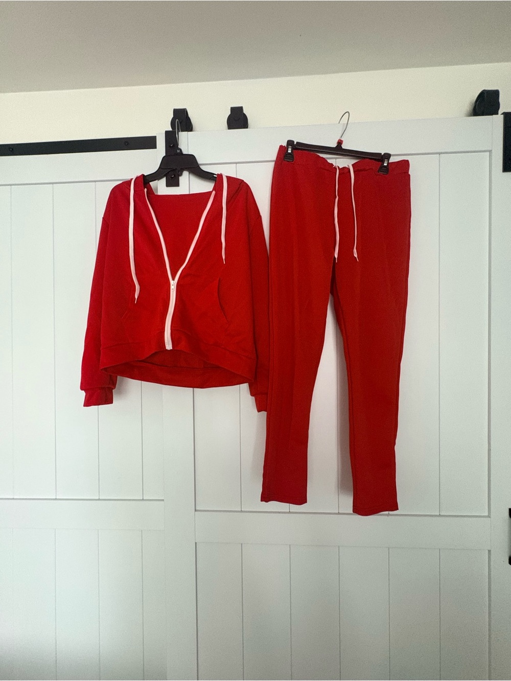 Red Two-Piece Zip Hoodie and Jogger Set